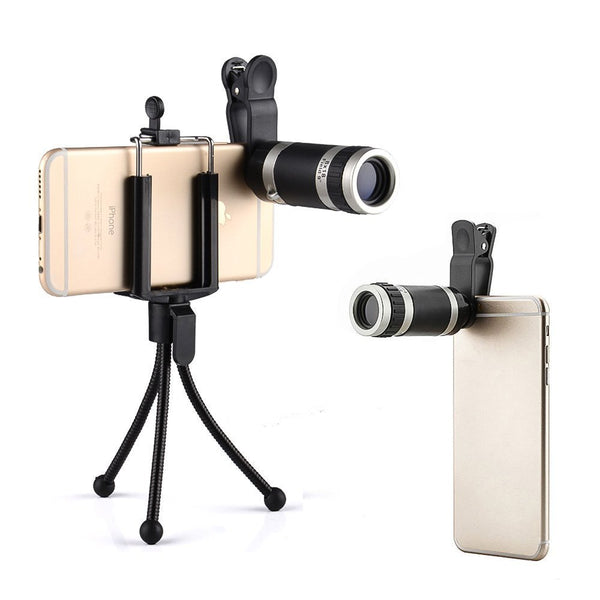 8x18 Mini Zoom HD Optical Telescope Camera Lens Monocular With Clip-on Tripod