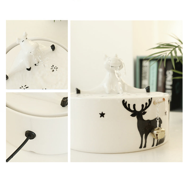 Pet Ceramic Electric Automatic Water Fountain Dog Cat Drinking Bowl Tank Water Dispenser Pump