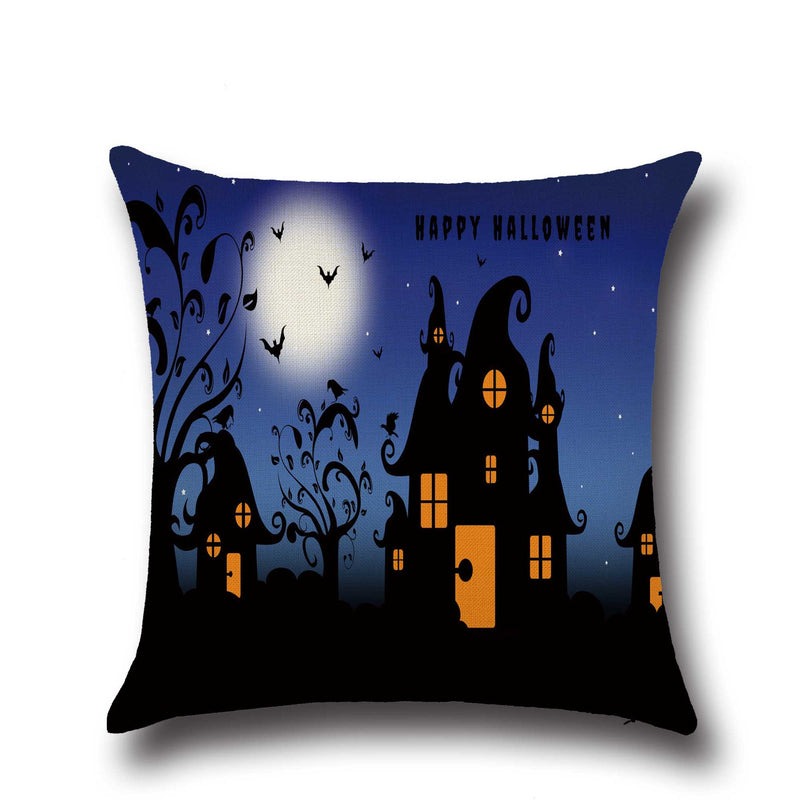 Halloween Pumpkin Bat Ghost Pattern Pillowcase Cotton Linen Throw Pillow Cushion Cover Seat Home