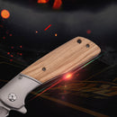 LAOTIE 160mm Folding Knife Wooden Handle EDC Tactical Multifunctional Tools Portable Hiking Knife