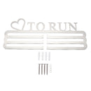 'LOVE TO RUN' Medal Hanger Display Holder Brushed Stainless Steel Wire 36 Medals Hanger 32cm Triple Bar