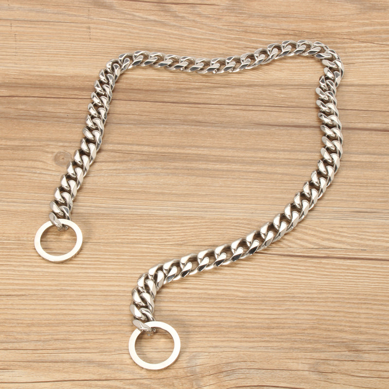 Silver Cuban Curb Link Stainless Steel Dog Chain Pet Training Collar Choker Dog Traction Rope