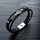 Simple Men's Note Leather  Multi-layer Woven Bracelet