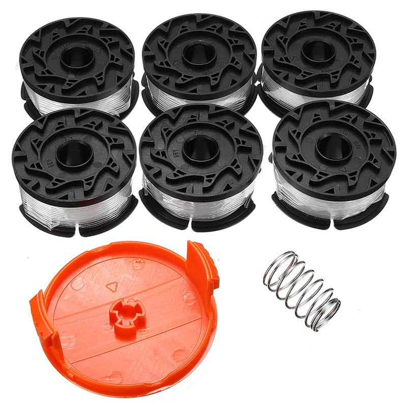 6pcs 30ft Trimmer Line Replacement Spool Cap Cover Spring For Black And Decker String Trimmers