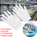 12Pairs Nylon Work Gloves White Etiquette Gloves Dust-Free Gloves Protection