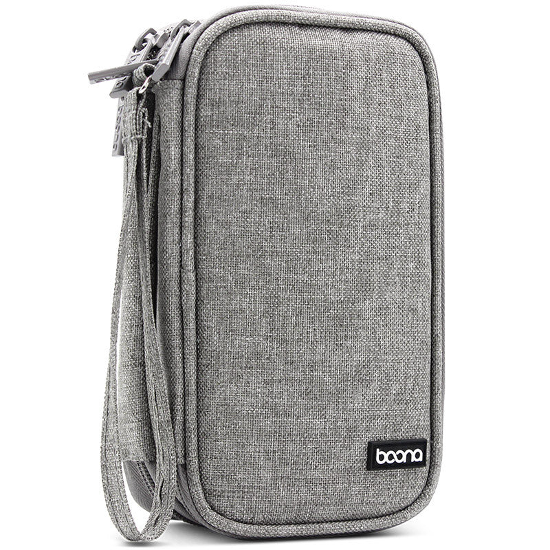 Boona 19cm*10.5cm Double-deck Digital Accessories Storage Bag USB Cable Charger U Dick Power Bank Organizer Bag