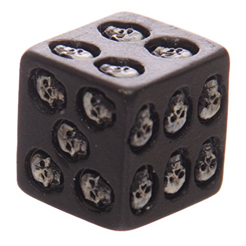 KCASA FS-01 Set Of 5  Black Skull Dice Grinning Skull Deluxe Devil Poker Dice Gothic Gambling