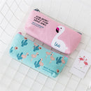 Mrosaa Cute Flamingo Canvas Pencil Case Small Fresh Zipper Large Capacity Pen Bag School Stationery