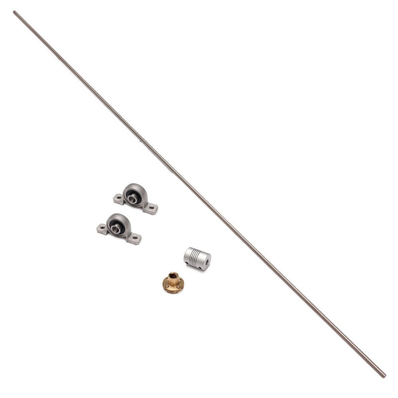 T8 1000mm Stainless Steel Lead Screw with Shaft Coupling and Mounting Support