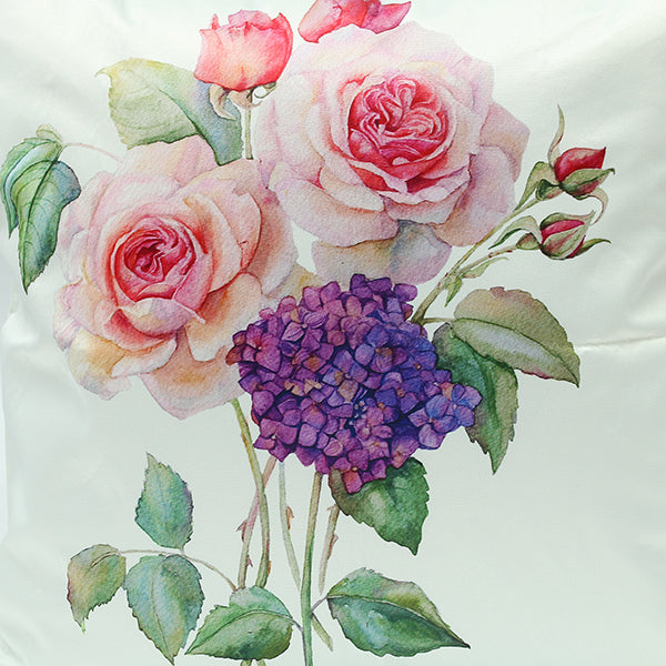 Imitation Silk Cushion Cover Green Leaf Flowers Waist Pillow Case Home Car Sofa Decor