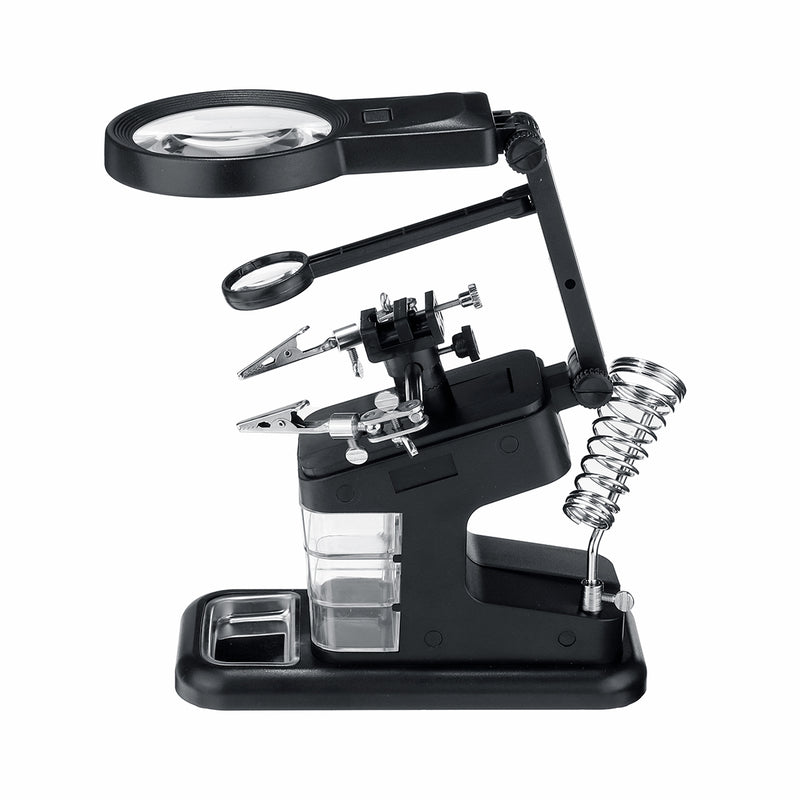 3X 4.5X 10 LEDs Soldering Iron Magnifier Welding Magnifying Glass Tool W/3 Boxes