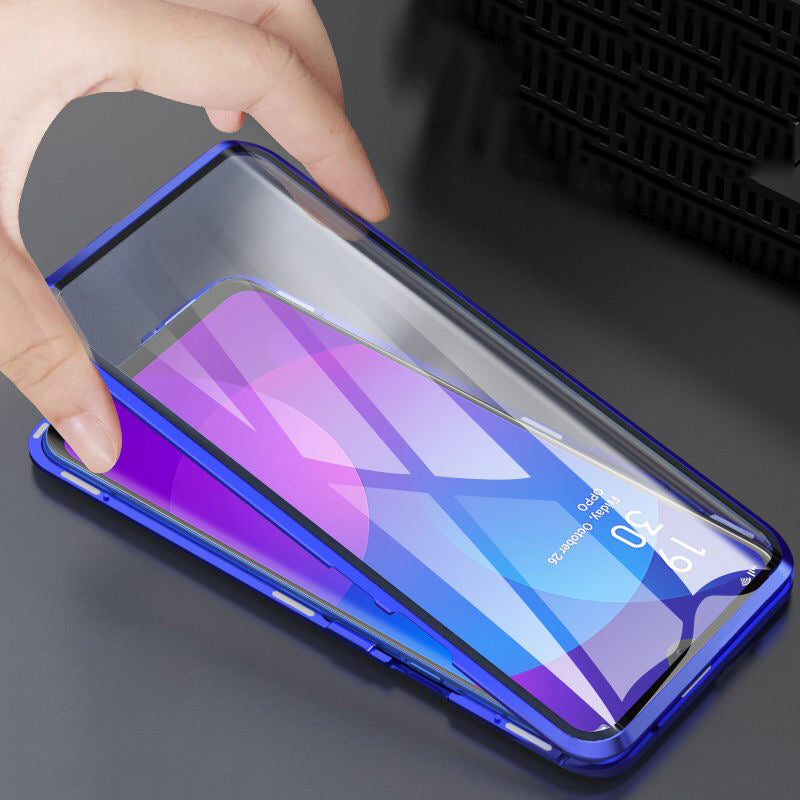 For Xiaomi Redmi 8A Case Bakeey 360 Curved Screen Front+Back Double-sided Full Body 9H Tempered Glass Metal Magnetic Adsorption Flip Protective Case