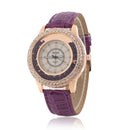 Fashion Ladies Dress Colorful Leather Band Crystal Women Quartz Watch
