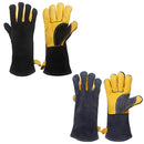 662F 1 Pair BBQ Oven Gloves Welding Gloves Heat Resistant Protect PU with Cotton Work Gloves