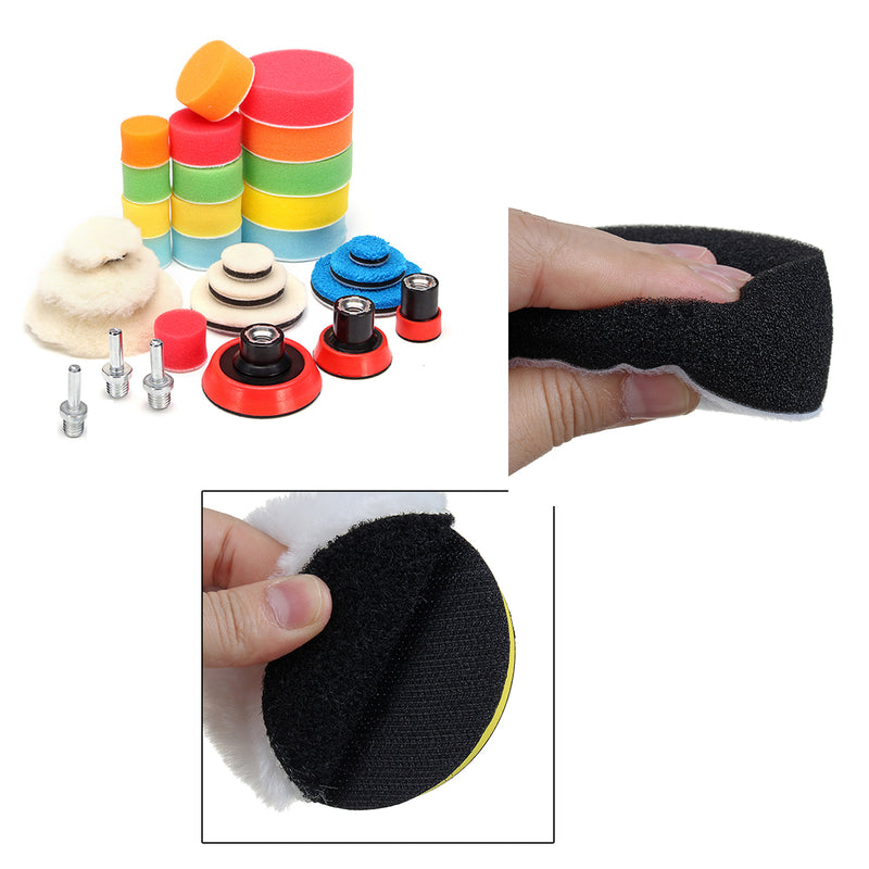 30pcs 1 2 3 Inch Buffer Compound Waxing Polishing Wheel Tool Sponge Pad