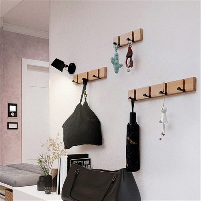 2/3/4/5 HOOKS Wall Mount Hook for Home Wooden Coat Hangers Rack Hat Clothes Hook Wall Coat Rack