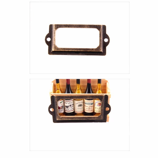 12Pcs Antique Brass Metal Label Pull Frame Handle File Name Card Holder For Furniture Cabinet Drawer Case