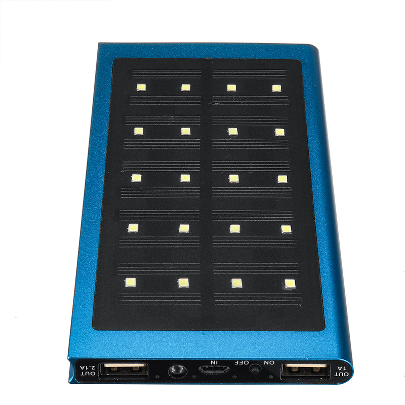Ultrathin Solar Powered Battery Bank USB Solar Charger 20000mAh LED Light Dual USB Charger