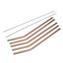 7pcs Stainless Steel Rose Gold Curved Straw / Straight Straw + Brush Reusable
