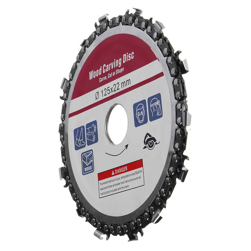 Upgrated 5 Inch Wood Carving Disc 14 Teeth 7/8 Inch Arbor Grinder Disc Chain for Angle Grinder
