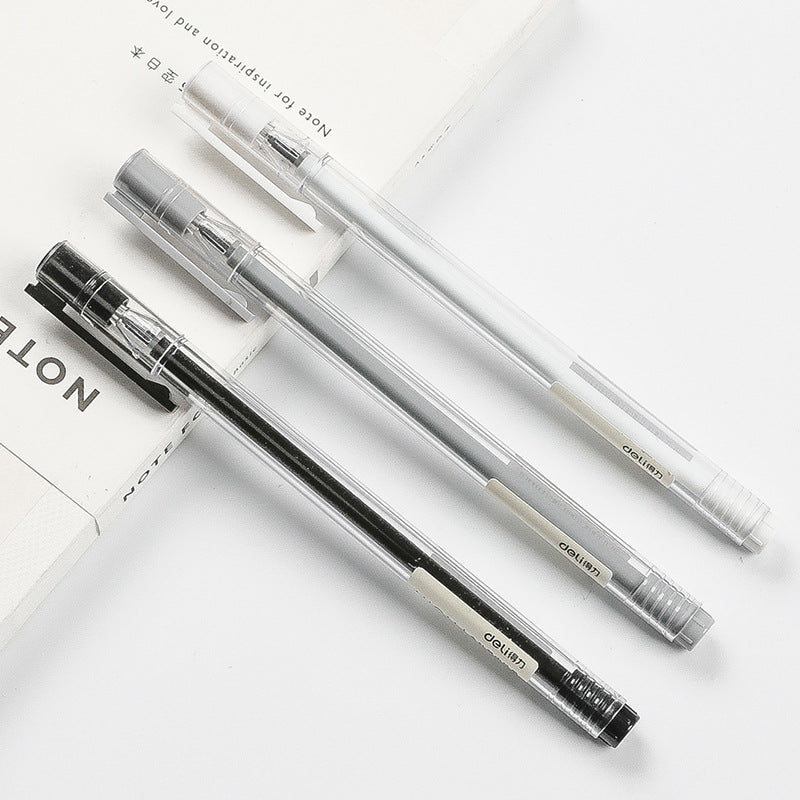 XIAOMI Ecosystem Deli A025B-01 12 Pcs/box Full Needle 0.38mm 0.5mm Gel Pen Transparent Barrels Black Ink Simple Writing Signing Pens Office School Supplies