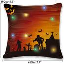 18'' LED Lights Halloween Pumpkin Cushion Cover Square Pillow Case Sofa Decor