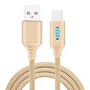 Smart LED Auto Disconnect Charger Nylon Braided Type C 2A Tablet Cable-1M