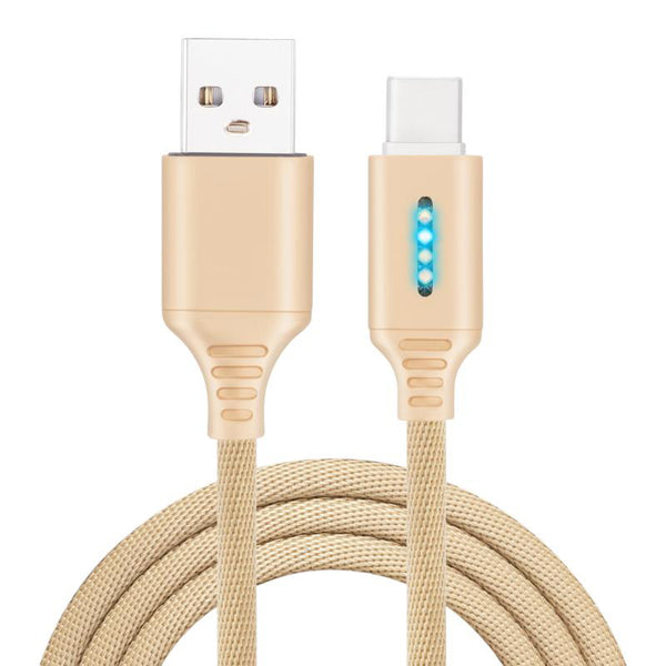 Smart LED Auto Disconnect Charger Nylon Braided Type C 2A Tablet Cable-1M