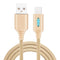 Smart LED Auto Disconnect Charger Nylon Braided Type C 2A Tablet Cable-1M