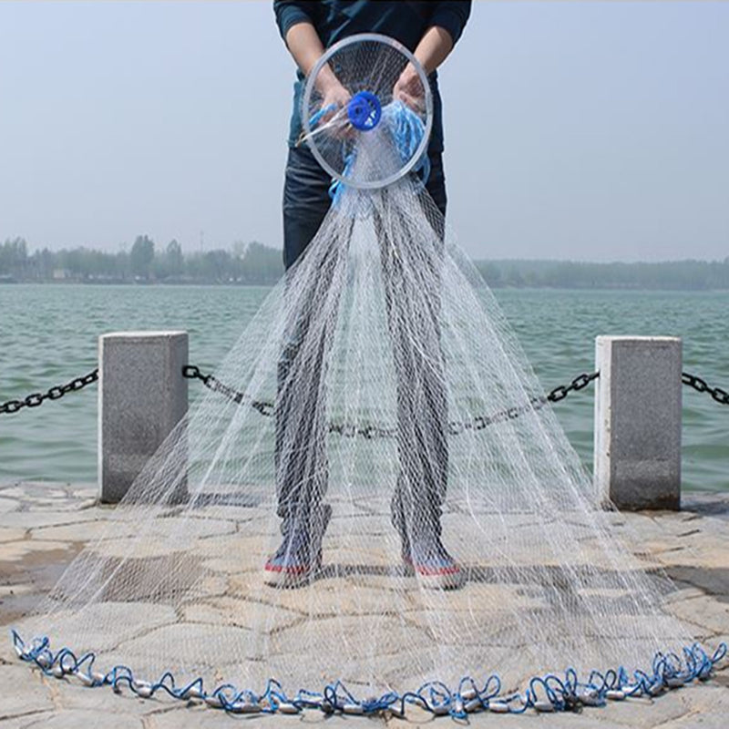 ZANLURE 2.4M/3.6M Throw Cast Net Nylon Monofilament Net Iron Nickel Plating Sinker Sea Fishing Net