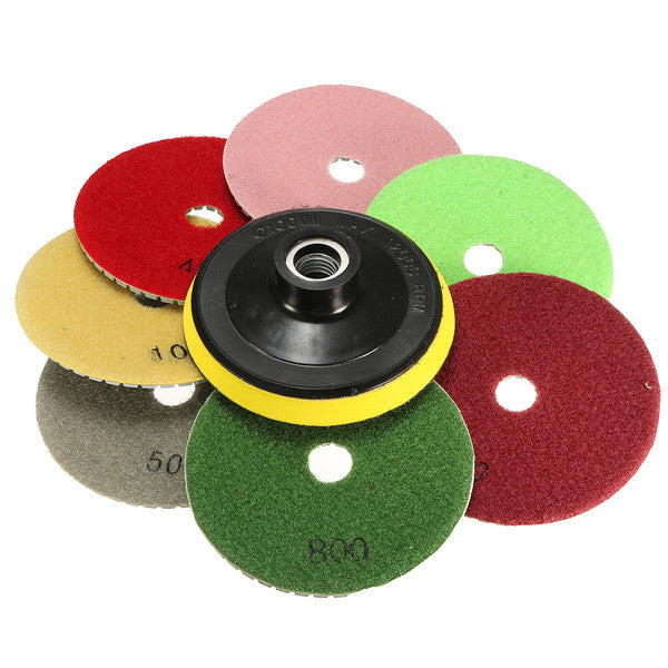 8pcs  4 Inch 50 to 3000 Grit Diamond Polishing Pads for Granite Stone Concrete Marble