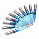 Drillpro 10pcs 0.1/0.2/0.3/0.4mm 10 Degree Flat Bottom PCB Engraving Bit Blue NANO Coated Carbide CNC Router Tool