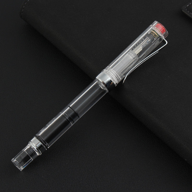 LANBITOU 3059 Piston Transparent Fountain Pen 0.38mm/0.5mm Fine Nib Smooth Writing Pen