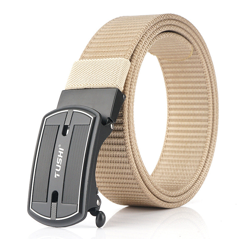 TUSHI 125cm x 3.4cm Punch Free Automatic Quick Release Buckle Tactical Belt Casual Belts