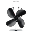 4 Blades Heat Powered Stove Fireplace Fan W/ Thermometer for Wood Log Burning Burner Stove