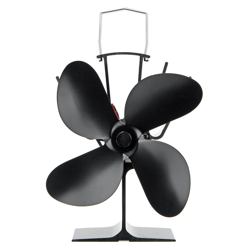 4 Blades Heat Powered Stove Fireplace Fan W/ Thermometer for Wood Log Burning Burner Stove