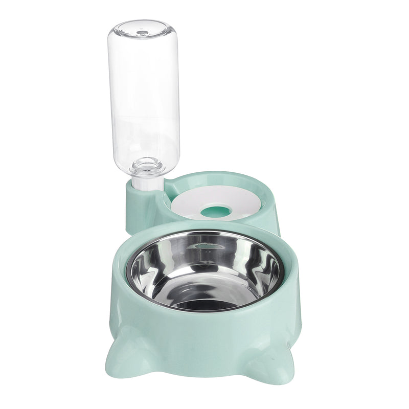 Automatic Pet Dog Cat Smart Food Water Feeder Bowl Dish W/ 500ml Bottle Drink