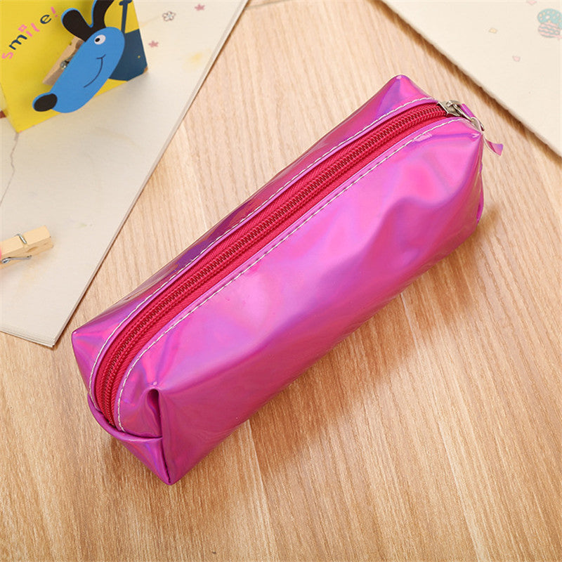 Holographic Stationery Pen Pencil Bag Larger Capacity Case Zip Makeup Cosmetic