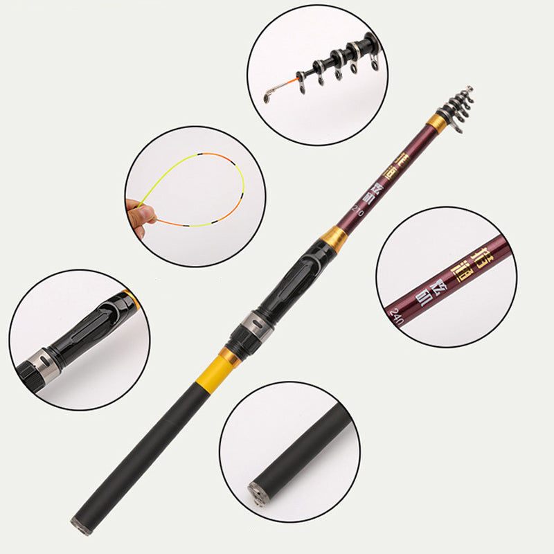 ZANLURE 1 Pcs 1.8/2.1/2.4/2.7m Carbon Fiber Telescopic Mini Fishing Rod Travel Sea Fishing Pole Spinning Casting Rods