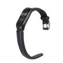 Solid Crazy Horse Pattern Leather Watch Band Watch Strap Replacement for Xiaomi Miband 4