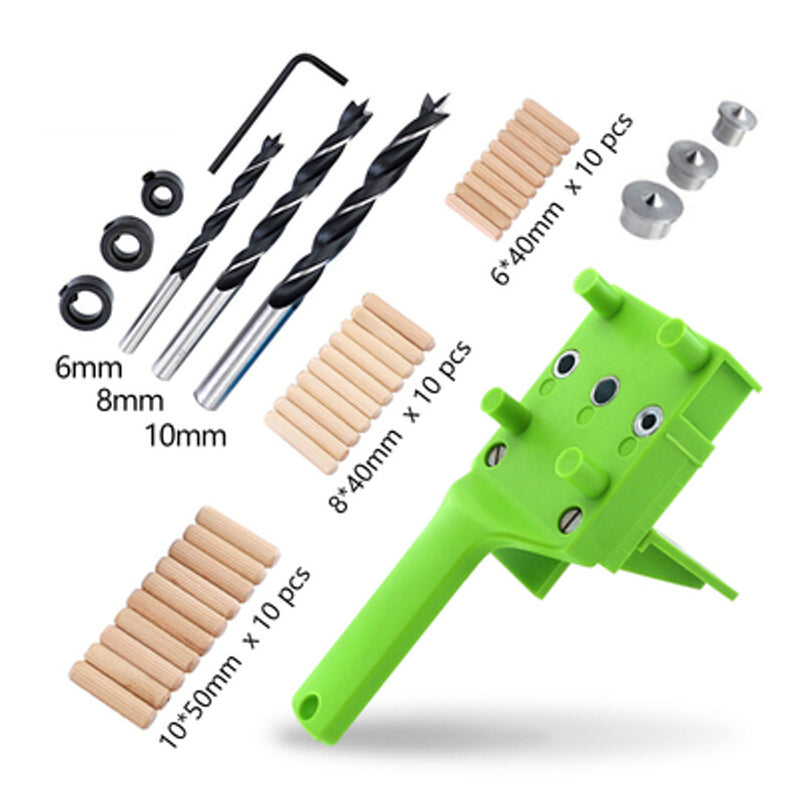1/8/41PCS Handheld Woodworking Dowelling Jig Set Drill Guide 6/8/10MM Sleeve Wood Doweling Tool