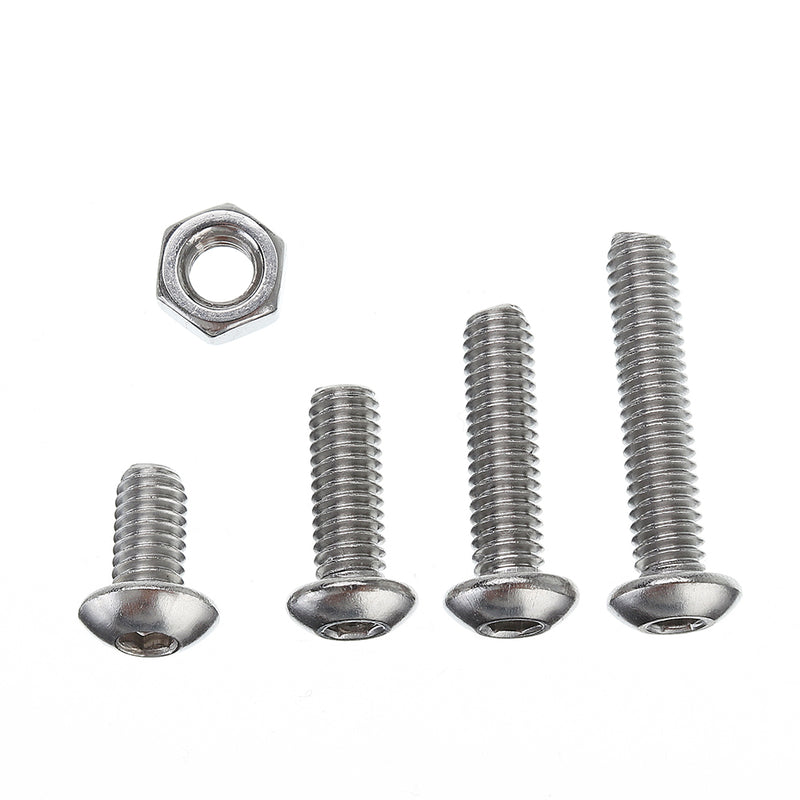 Suleve MXSS6 440Pcs A2 Stainless Steel Round Head Hexagon Screw Nut Kit Set M3 M4 M5