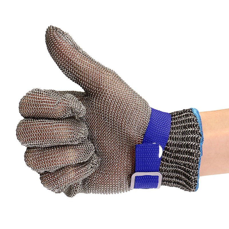 Safety Cut Proof Stab Resistant Stainless Steel Metal Mesh Butcher Glove Blue