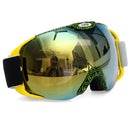 Motorcycle UV Spherical Dual Lens Snowboard Ski Goggles Glasses Yellow Green