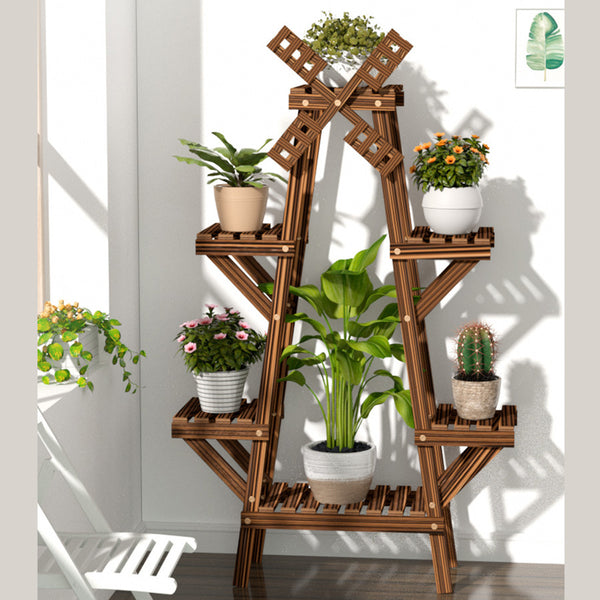 Wooden Succulent Flower Pot Shelf Rack Multi-Layer Solid Wood Floor Indoor Living