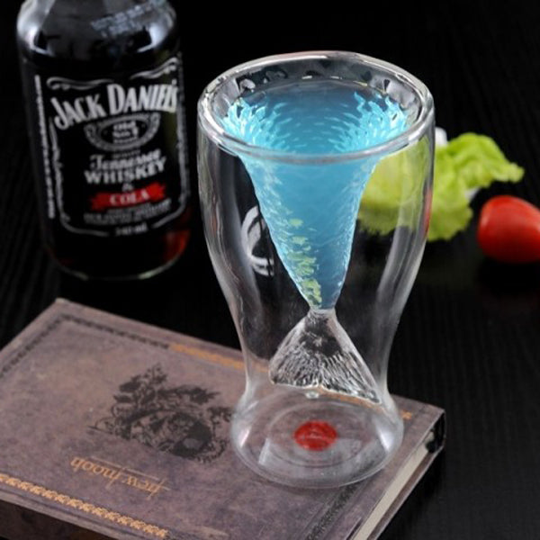 Unique Double Mermaid Beer Glass Mug Transparent Wine Cup Beer Coffee Mug Bar Beach Drinkware