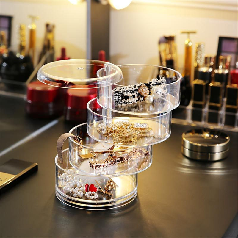 360 Degrees Rotating Cosmetic Makeup Organizer Storage Box Shelf Display Acrylic