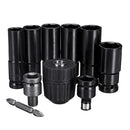 10pcs Air Impact Socket Wrench Set 1/2 Inch Square Drive Metric Drill Chuck Adapter