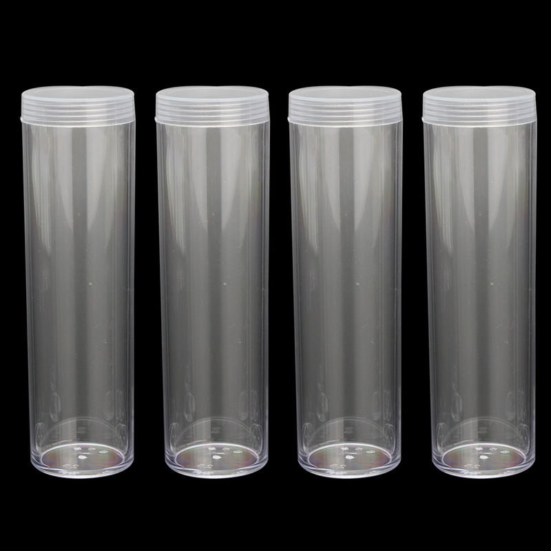 10Pcs/Set 25mm Round Clear Plastic Coin Tube Coin Holder Container for Quarter Dollar Storage Tube Screw