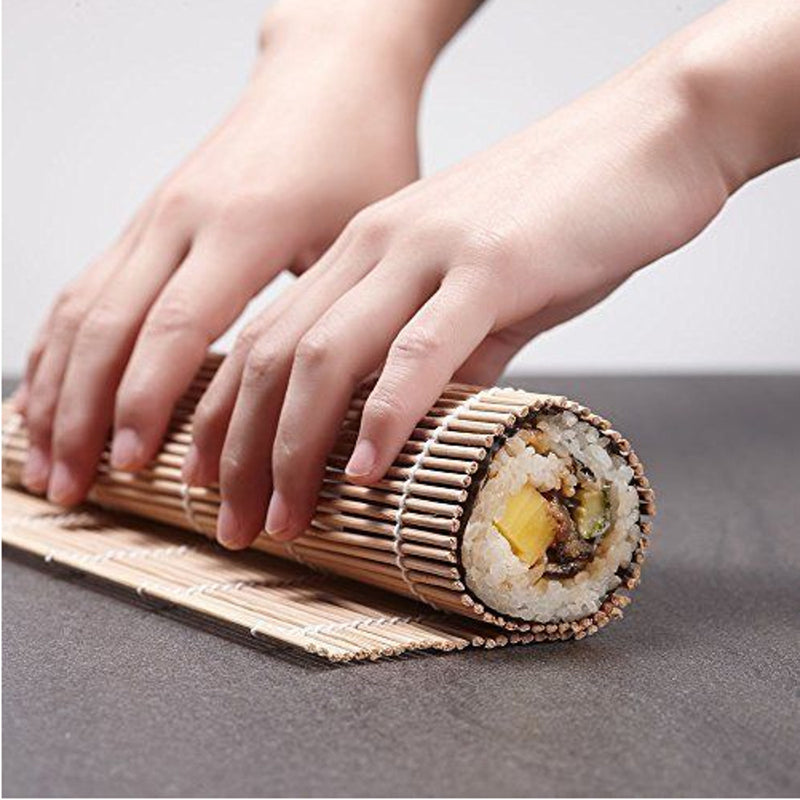 DIY Bamboo Sushi Making Kit 2 Rolling Mats 5 Pairs Chopsticks Rice Spreader Baking Mat